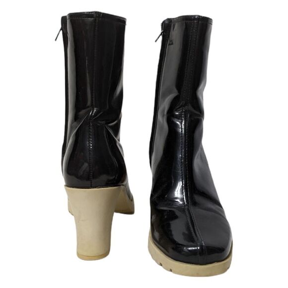 BANANA REPUBLIC Patent Faux Leather Colorblock Boots 7 - Picture 3 of 11